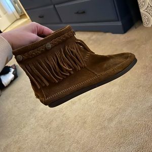 Brown Minnetonka moccasins